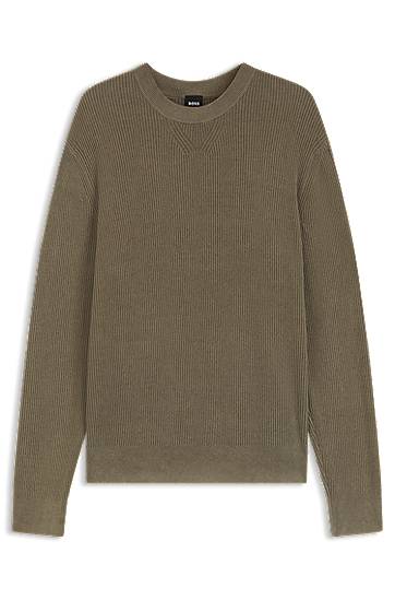 Pleteni pulover BOSS Regular-fit sweater with corduroy rib Zelena | 50549989