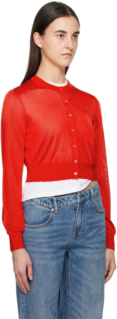 Pleteni pulover Alexander Wang Alexanderwang.t Embroidered Cropped Cardigan Modra | 4KC1253070, 1