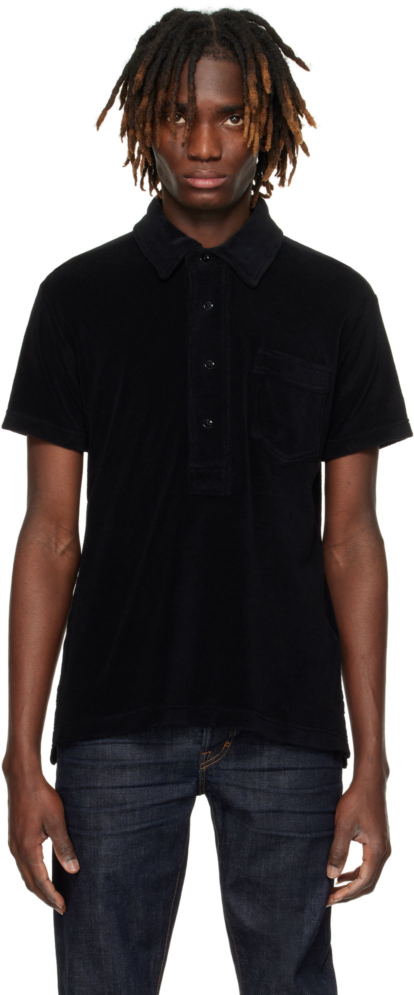 Polo majica Tom Ford Tom Ford Towelling Polo Črna | JPS009-JMC053S25