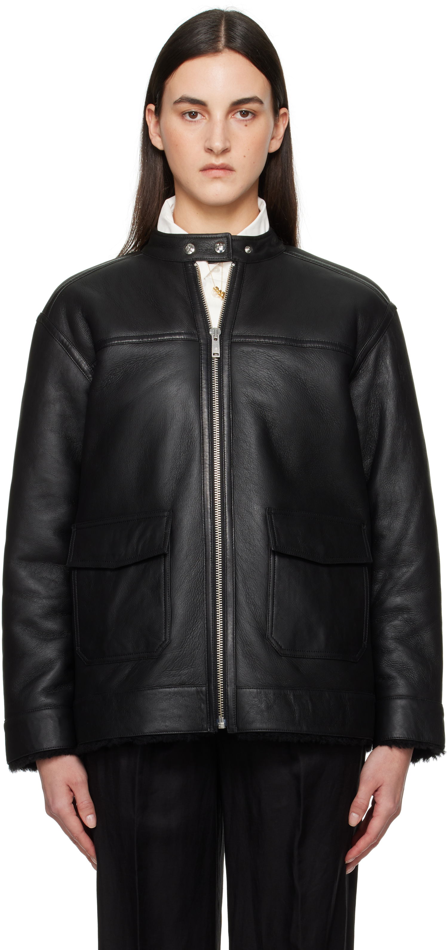 Jakna Anine Bing Anine Bing Henry Shearling Jacket Črna | A-01-10450-BLK1, 0
