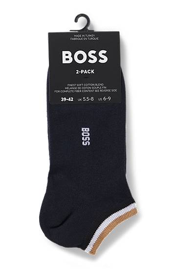 Nogavice BOSS Two-Pack of Ankle Socks with Signature Stripes Mornarica | 50503506, 1