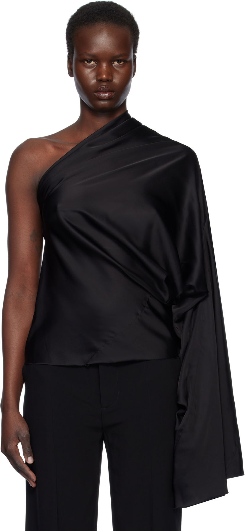Majica brez rokavov Rick Owens Rick Owens Hollywood One Sleeve Top Črna | RP01E7234 SCH
