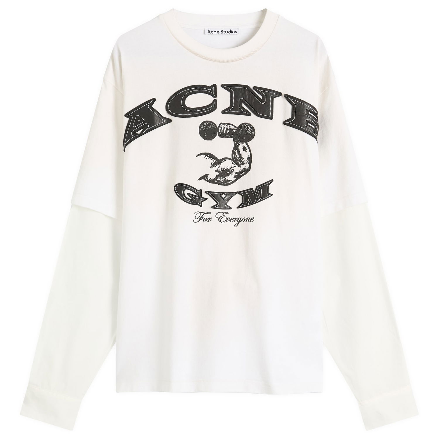 Majica Acne Studios Acne Studios Exford U Layered Long Sleeve T-Shirt, Size Small Bela | CL0404-DC6, 0