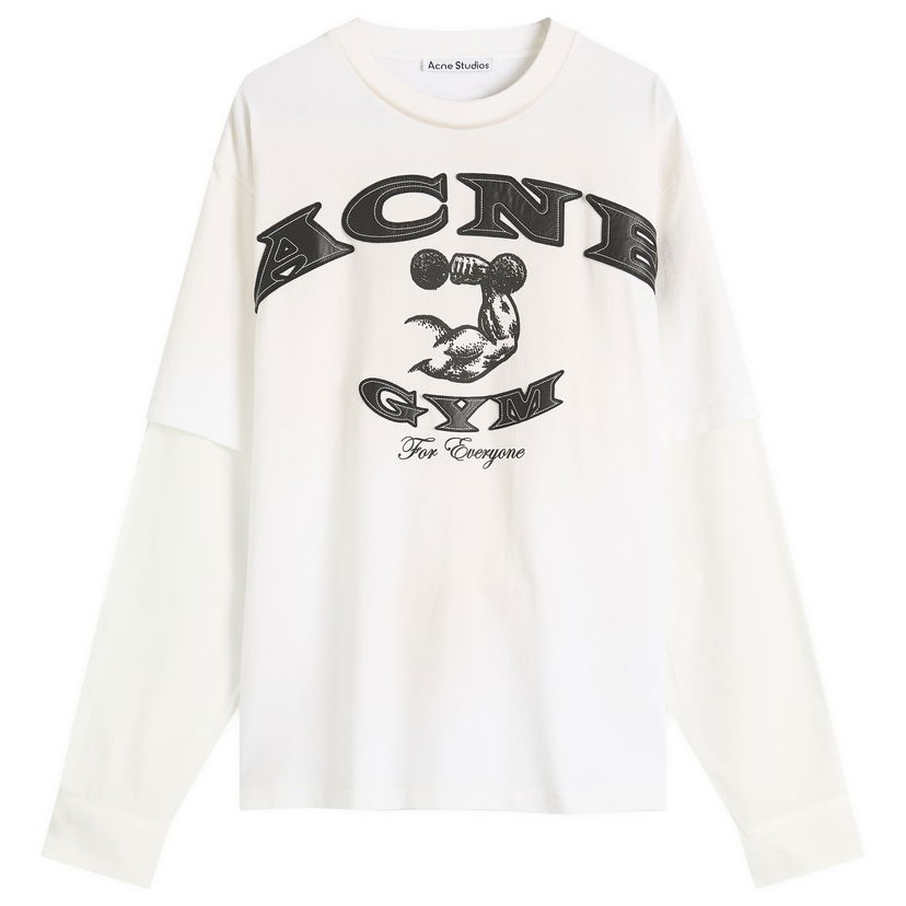 Majica Acne Studios Acne Studios Exford U Layered Long Sleeve T-Shirt, Size Small Bela | CL0404-DC6