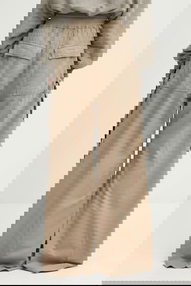 Cargo hlače Rick Owens Rick Owens DRKSHDW Double Cargo Jumbo Belas High Waist Wide Leg Pants Bež | DS02E7324.CFL, 2