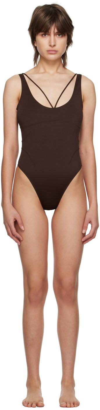Kopalke Jacquemus Le Raphia 'Le Maillot Signature' One-Piece Swimsuit Rjava | 22H223SW013-2133, 0