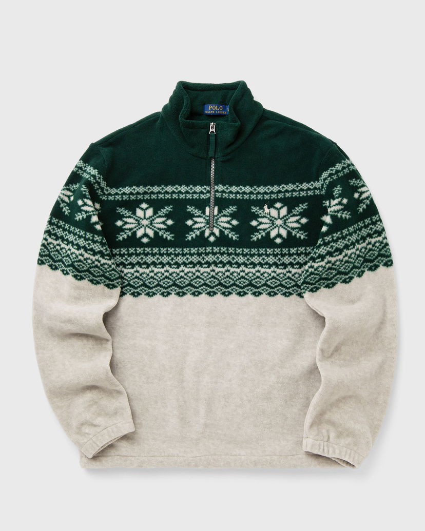 Pulover Polo by Ralph Lauren Fair Isle Fleece Half-Zip Sweatshirt Zelena | 710952261001