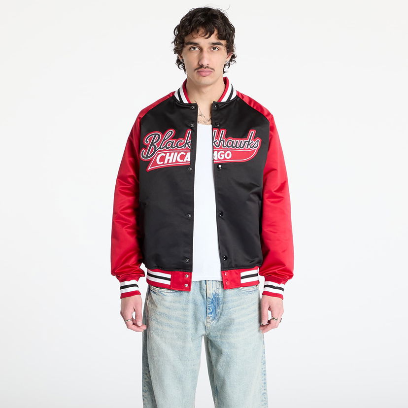 Bomber jakna Mitchell & Ness Mitchell & Ness NHL Blackhawks Double Clutch Satin Jacket Črna | JK9196-CBHBKSC