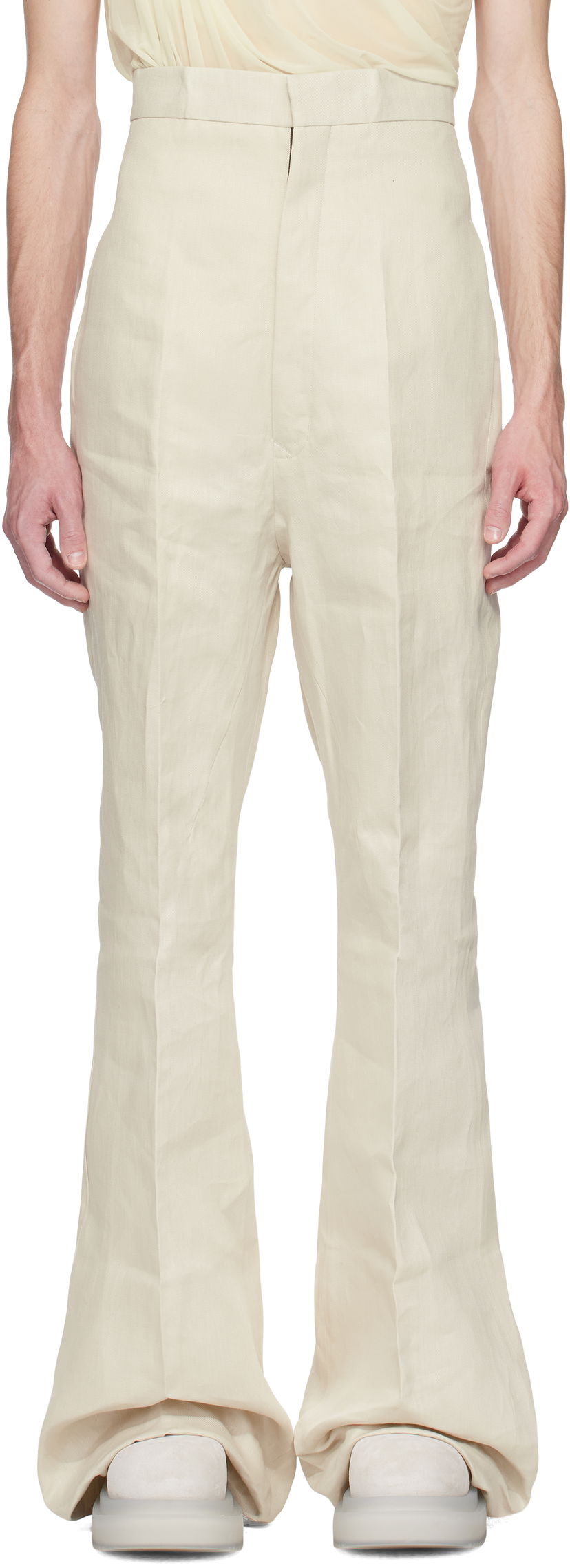 Hlače Rick Owens Rick Owens Hollywood Dirt Bolan Flare Trousers Bež | RR01E5351 TWL