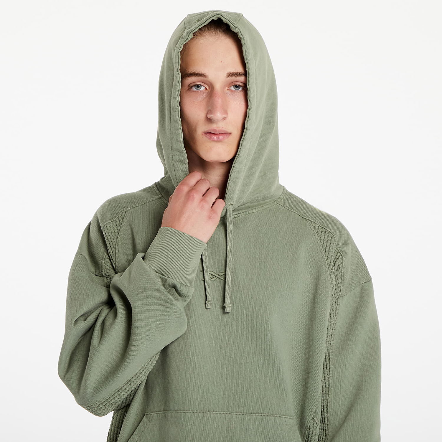 Pulover Reebok Uniform Bi-Material Hooded Forest Green Zelena | RMBB006C99FLE0015200, 1