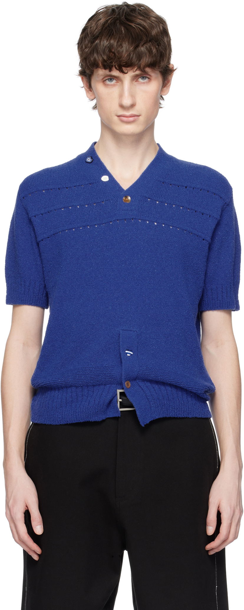 Pleteni pulover ADER ERROR ADER error Knitted V-Neck Sweater Modra | BO01SSKT0502BL