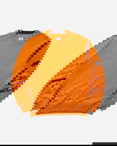 Pulover C.P. Company Diagonal Raised Fleece Crewneck Sweatshirt Oranžna | 19CMSS713A-005086W 434, 1