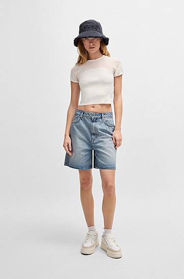 Kratke hlače BOSS Regular Fit Denim Shorts Modra | 50538863, 1