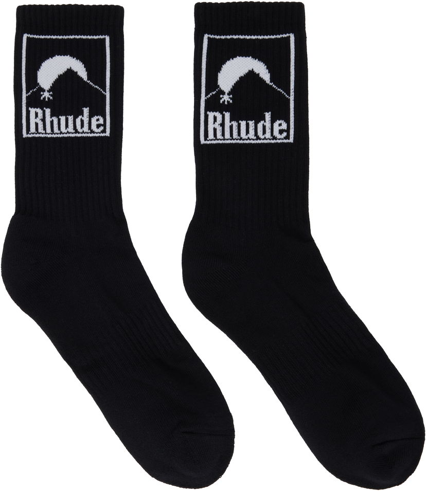 Nogavice Rhude Rhude Moonlight Badge Socks Črna | RHPS25SO06117