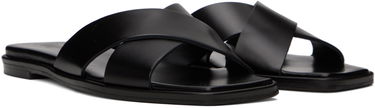 Modni dodatki Aeyde Aeyde Sonia Leather Crisscross Slide Sandals Črna | A11-FS-BRNS08FL62-SS24-800-001, 3