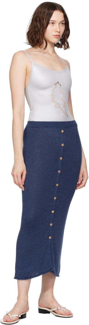 Krila Baserange Baserange Ribbed Knit Midi Skirt with Button Closure Mornarica | SKDR-LI-SU25, 3