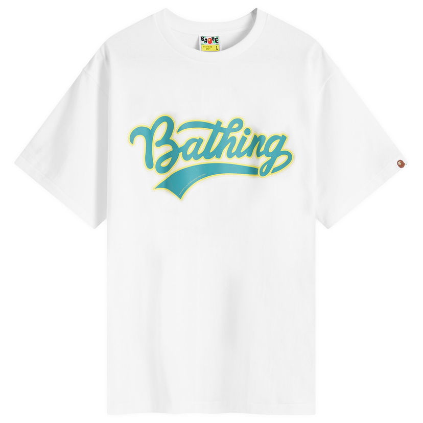 Majica BAPE A Bathing Ape Men's Varsity Baseball Logo T-Shirt in White, Size Large | END. Clothing Bela | 001TEK301046M-WHT
