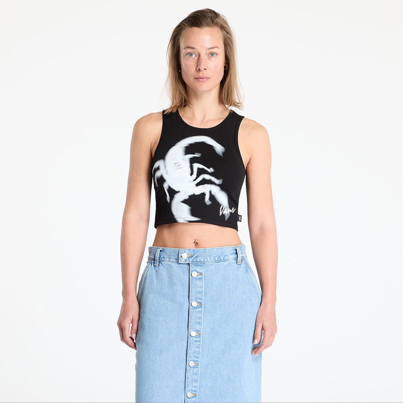 Majica brez rokavov Vans Vans Venom Fitted Crop Tank Top Črna | VN000MC1BLK1