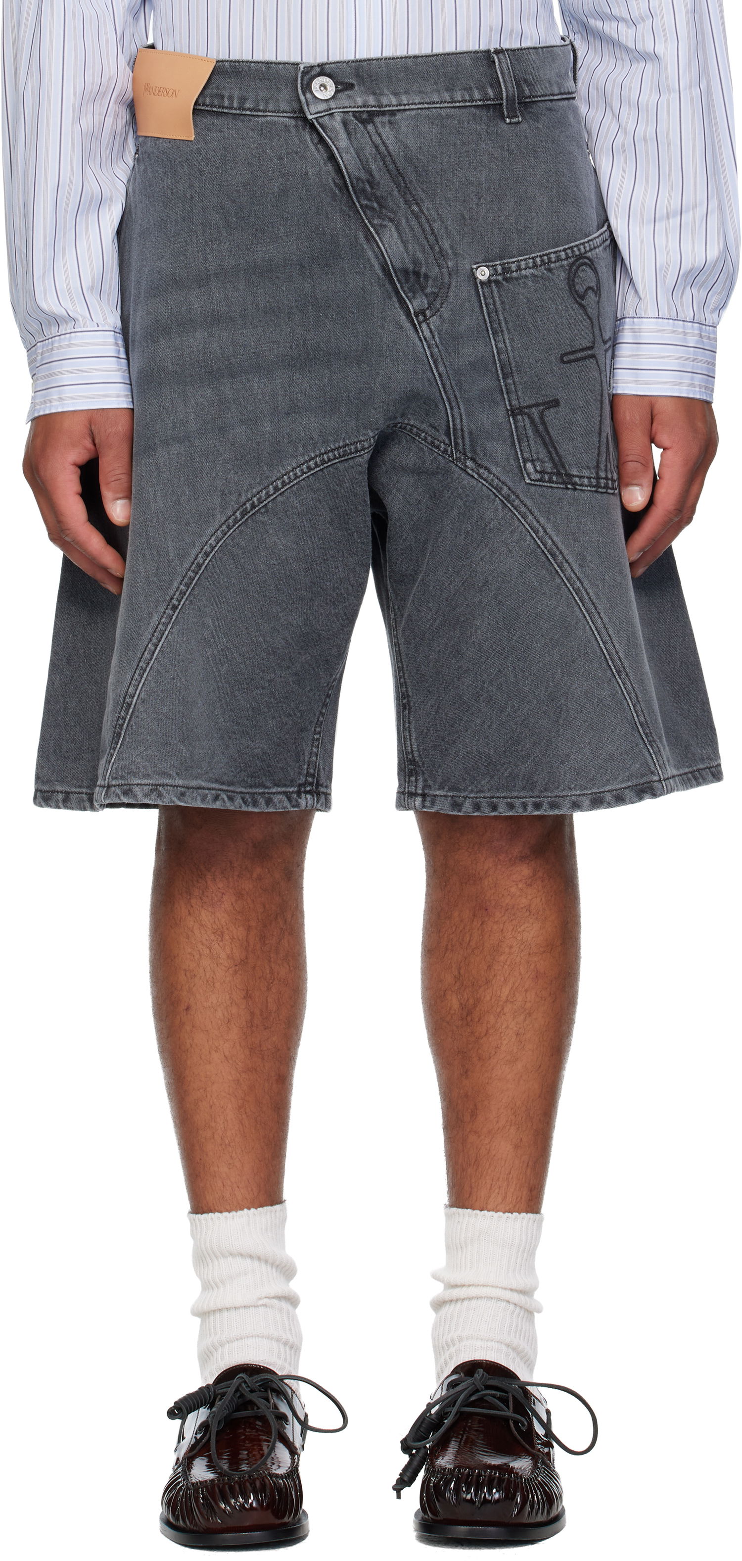 Kratke hlače JW Anderson Twisted Workwear Denim Shorts Siva | DT0123-PG1745, 0