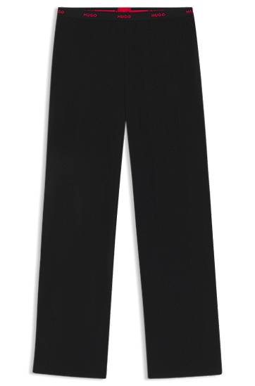 Pižame BOSS Stretch-cotton pyjama bottoms with repeat-logo waistband Črna | 50555624