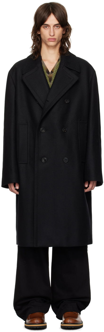 Plašči Dries Van Noten Black Double-Breasted Coat Črna | 242-020220-9223