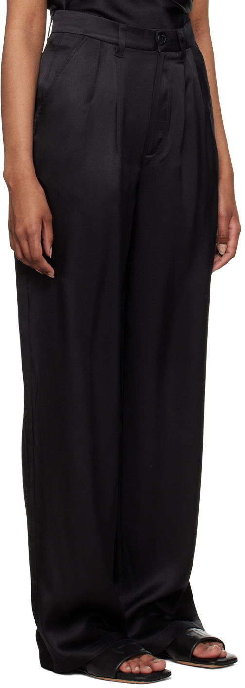 Hlače Anine Bing Carrie Satin Wide Leg Trousers Črna | A-03-3269-000B, 1