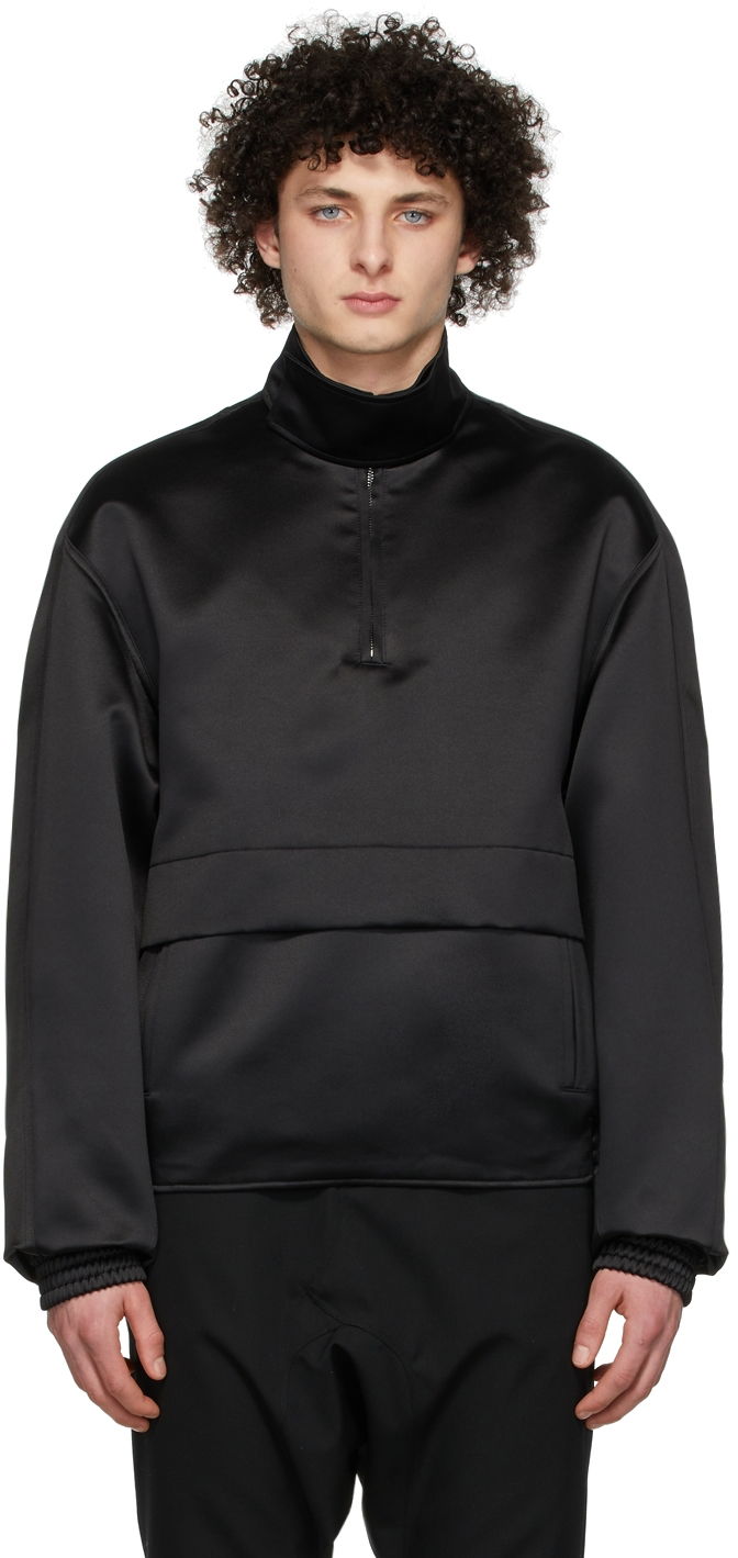 Pulover We11done We11done Half-Zip Mock Neck Polyester Anorak Črna | WD-JK1-22-075-M-BK