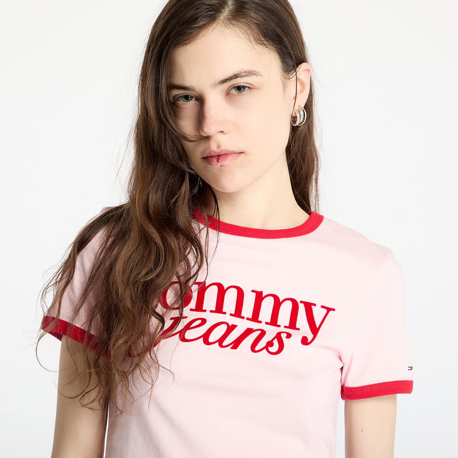 Krop-top Tommy Hilfiger Tommy Jeans Slim Script Crop T-Shirt Roza | DW0DW20631 TH3, 1