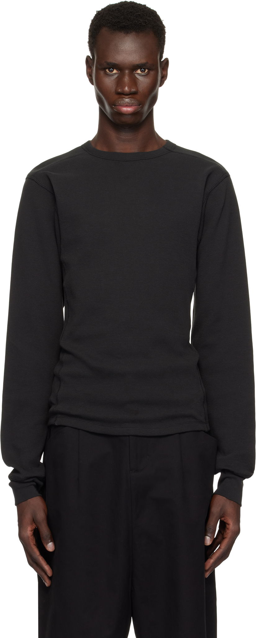 Pleteni pulover Entire Studios Entire Studios Thermal Long Sleeve T-Shirt Črna | ES2260SO