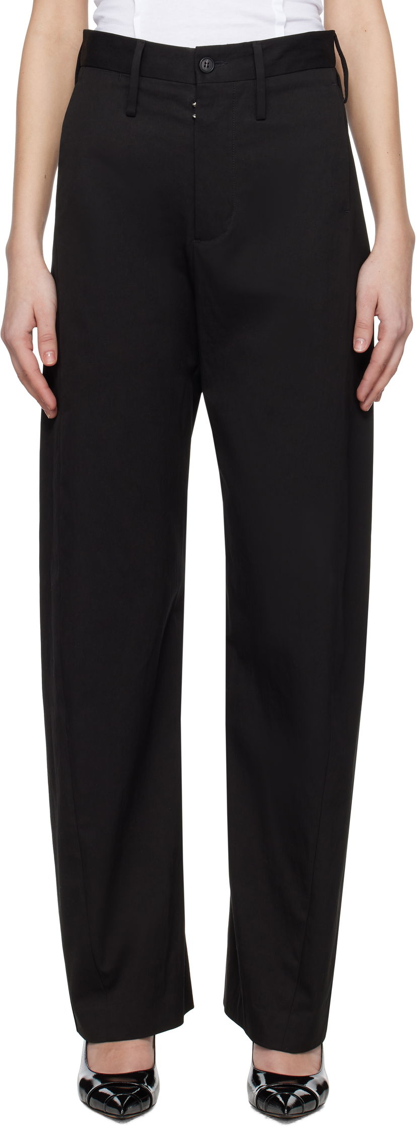 Hlače Maison Margiela MM6 Maison Margiela Light Cotton Gabardine Trousers Črna | S62KB0237 M35451