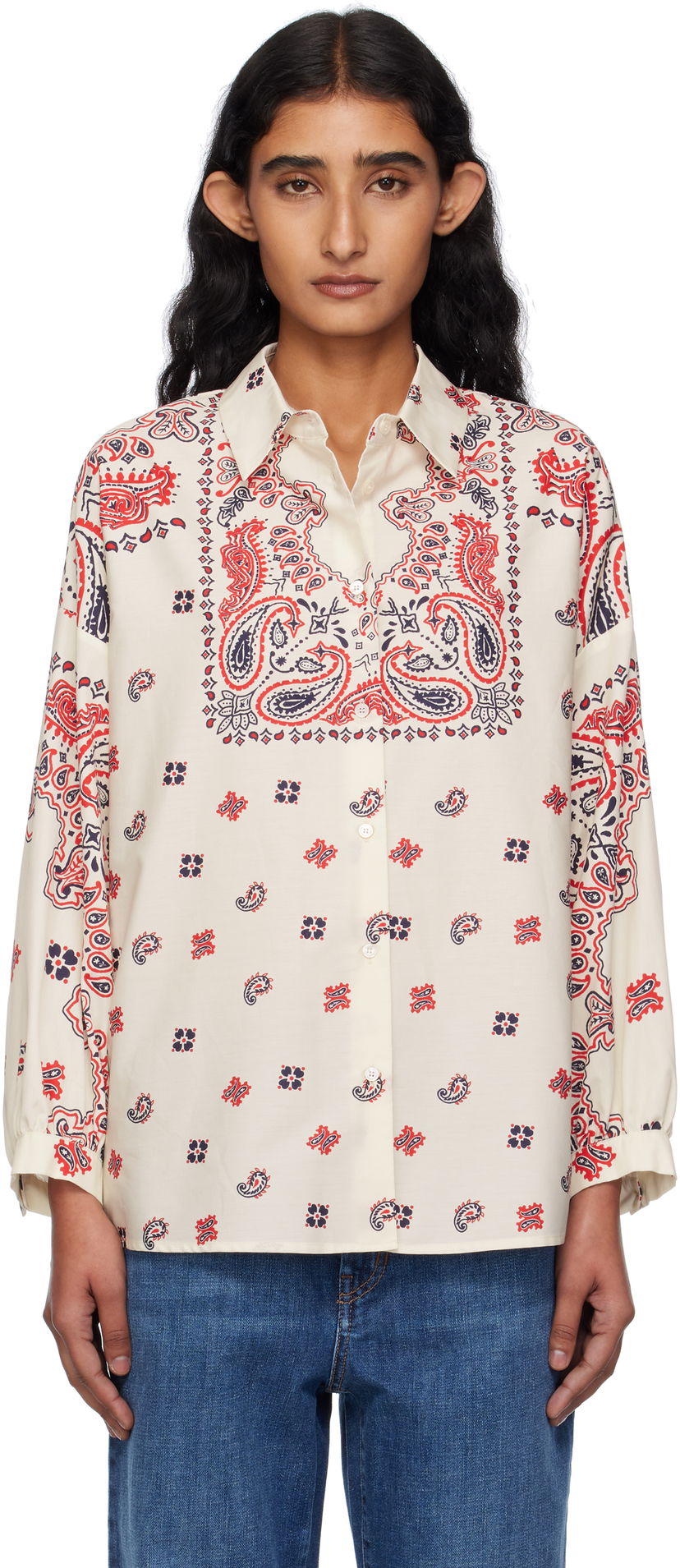 Srajce Max Mara Weekend Max Mara Adda Paisley Print Shirt Bela | 2525116021600