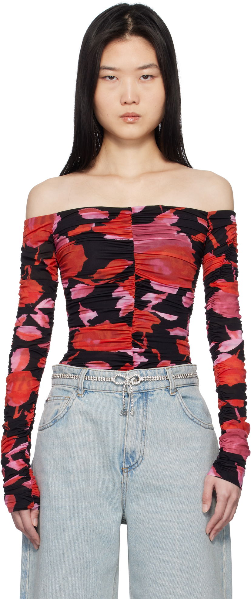 Majica brez rokavov Blumarine Blumarine Printed Jersey Draped Top Večbarvna | P522C361A