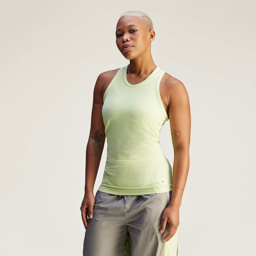 Majica brez rokavov adidas Performance adidas by Stella McCartney Rib Tank Top Zelena | JJ2564