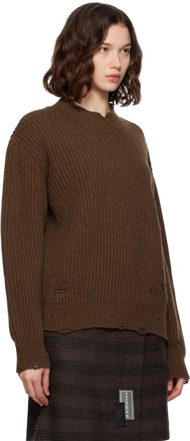 Pleteni pulover Maison Margiela MM6 Maison Margiela Distressed Wool Sweater Bež | S52HN0011 M13138, 4