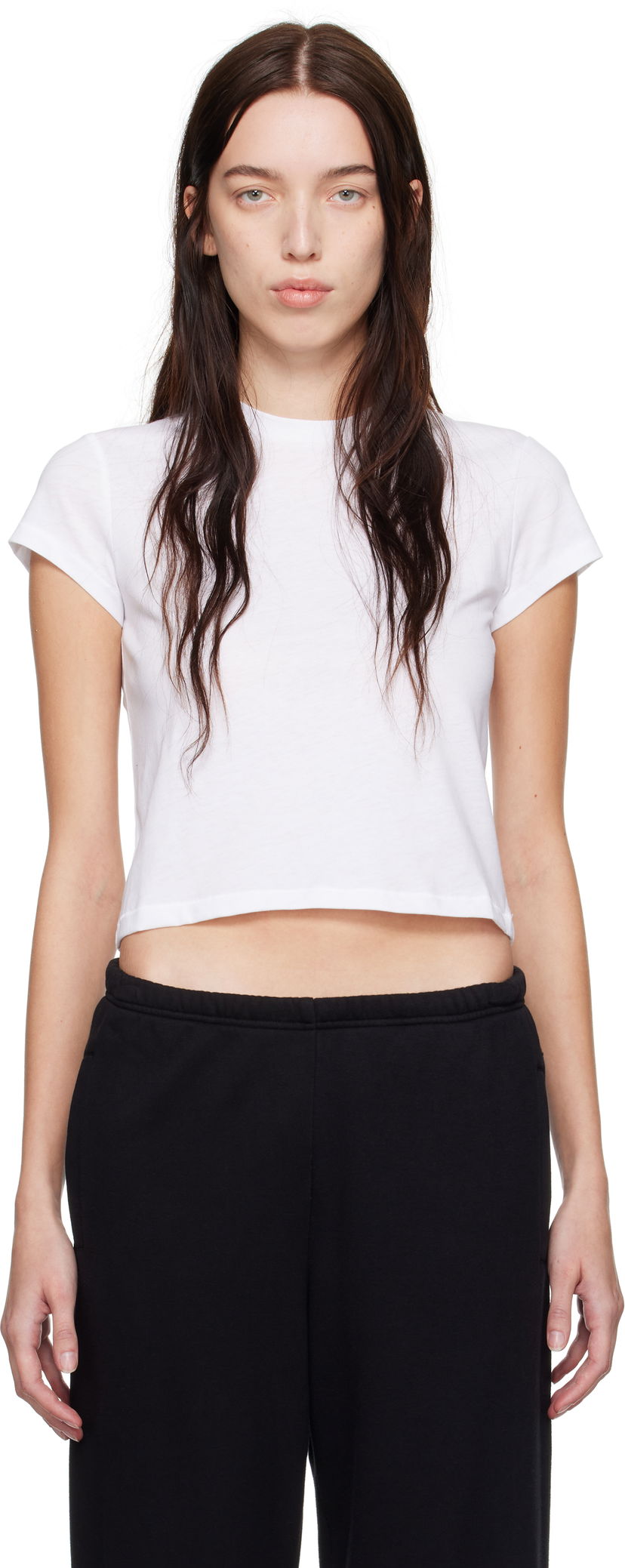 Krop-top SKIMS Relaxed Tees Shrunken Cropped T-Shirt Bela | SS-STT-6128W