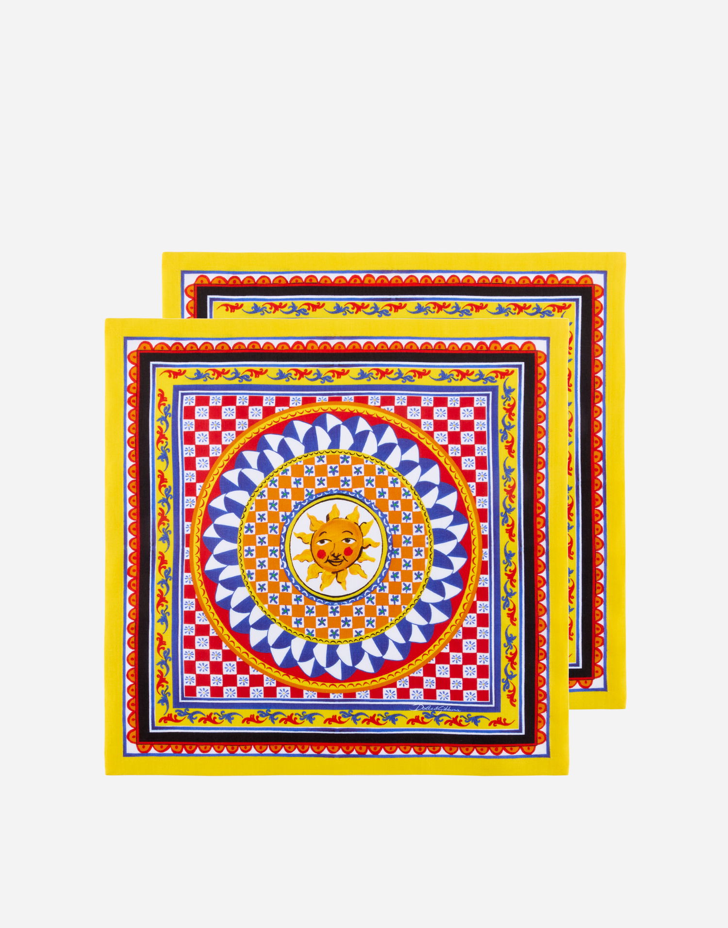 Home decor Dolce & Gabbana Set Of 2 Linen Napkins With Sun Print Rumena | TCGS05TCADNUC082, 0