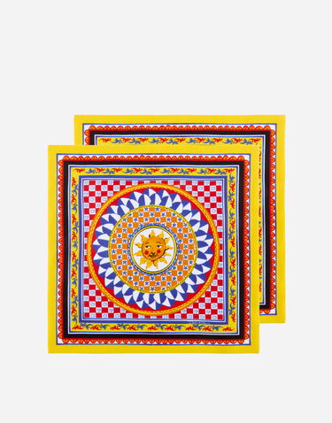 Home decor Dolce & Gabbana Set Of 2 Linen Napkins With Sun Print Rumena | TCGS05TCADNUC082, 0