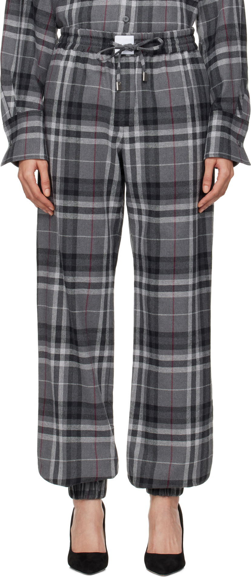 Trenirka The Attico Attico Plaid Drawstring Jogger Pants Siva | 250WCP00257 CCC050AA
