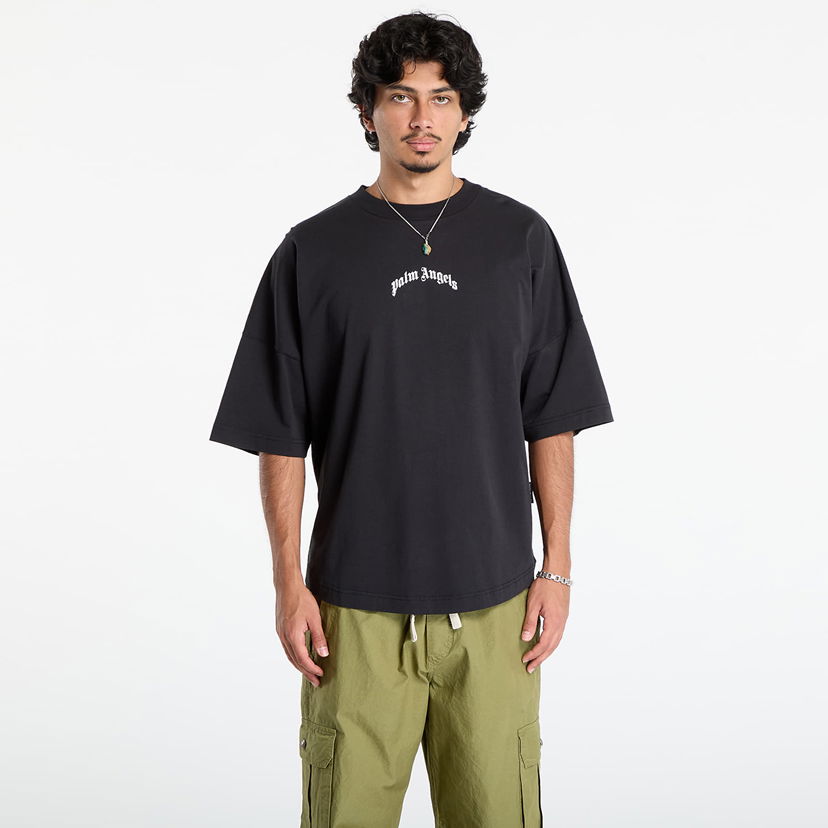 Majica Palm Angels Palm Angels Back Curved Logo Over T-Shirt Črna | PMAA10BF25JER0011003