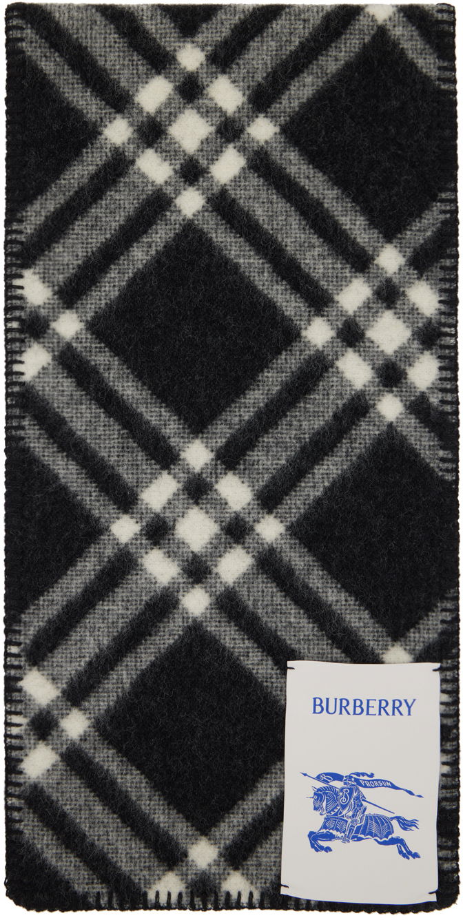 Šala Burberry Check Wool Scarf Black / Off-White Črna | 8079246
