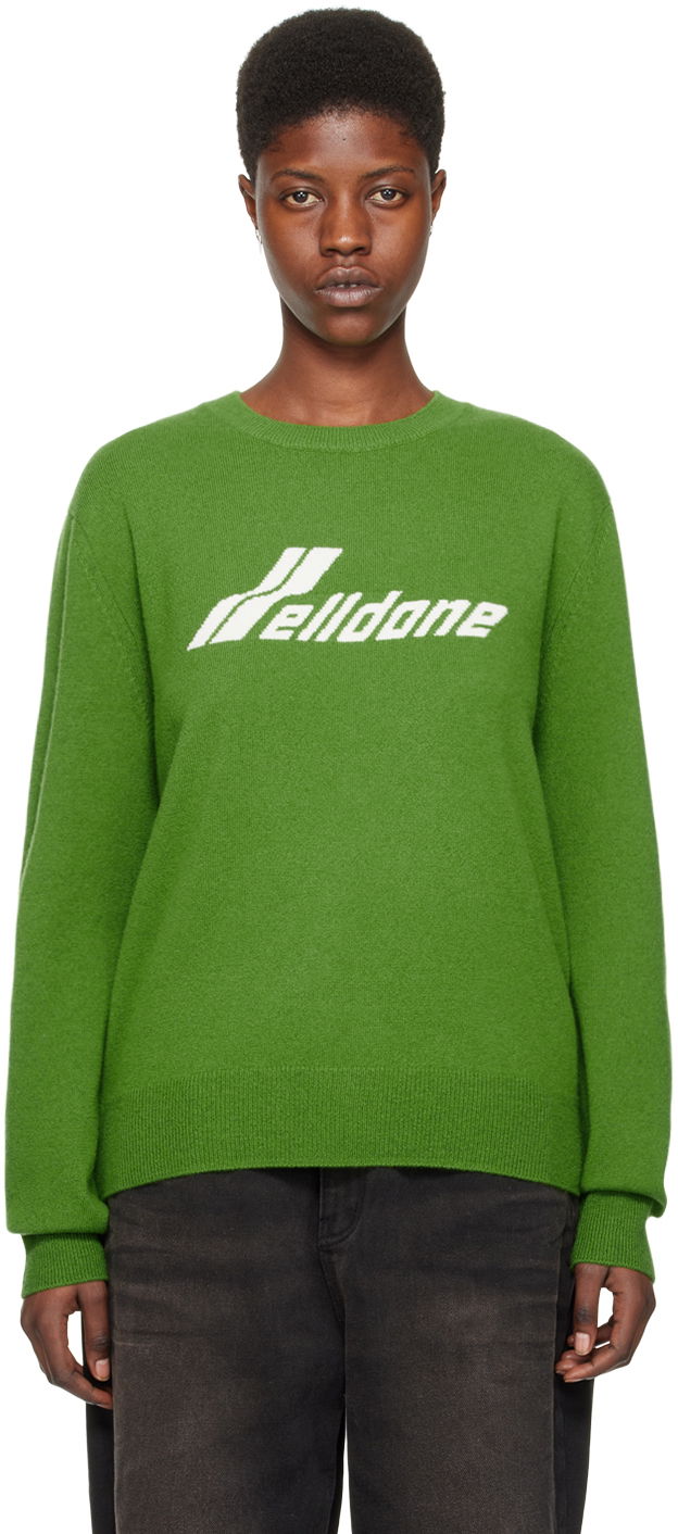 Pleteni pulover We11done Jacquard Sweater Zelena | WD-KT0-24-605-U-OV
