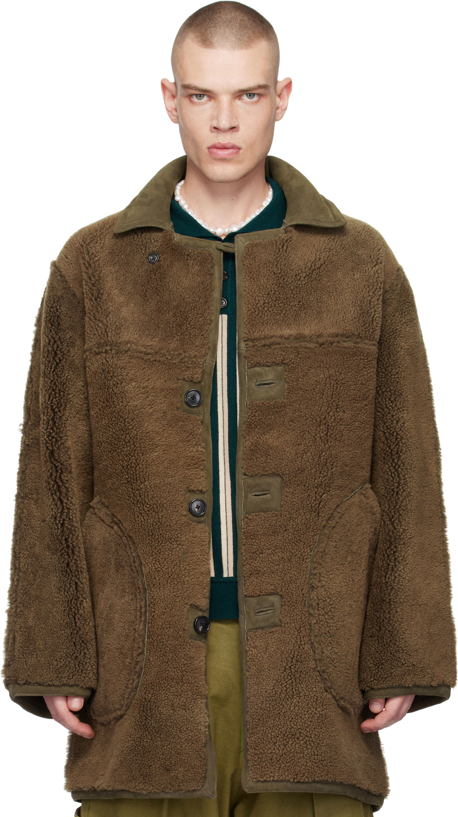 Plašči Bode Reversible Shearling Coat Zelena | MRF24OW016, 0