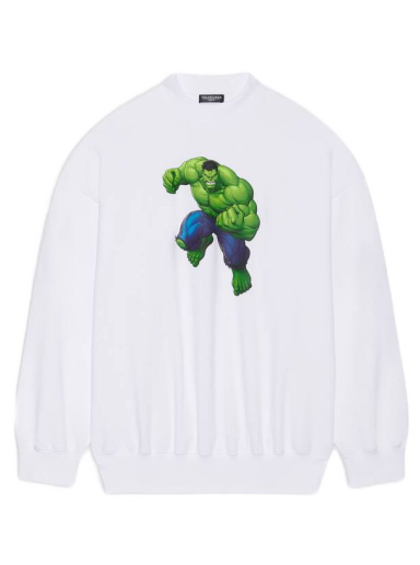 Pleteni pulover Balenciaga Hulk 2021 x MARVEL Crewneck Bela | 671125TLV589000