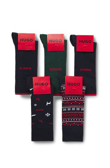Nogavice BOSS Five-pack regular-length socks with assorted patterns and logo detailing Večbarvna | 50546686, 1