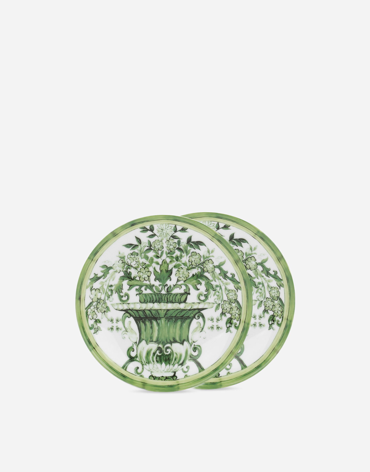 Home decor Dolce & Gabbana Dolce & Gabbana Set of 2 Porcelain Bread Plates with Green Floral Design Zelena | TC0S02TCA88UV019, 0