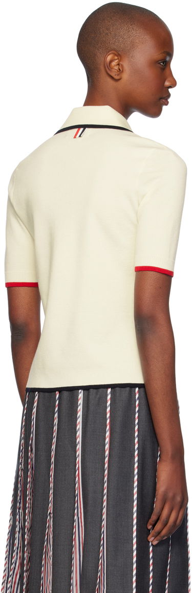 Polo majica Thom Browne Thom Browne Wool Zip Polo Bela | FKP109B-Y1037, 2