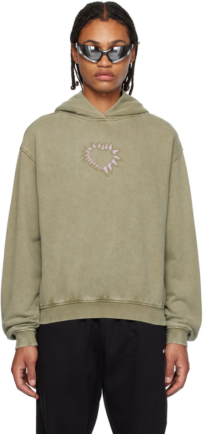 Pulover We11done Printed Hoodie Zelena | WD-TH3-23-806-U-KK