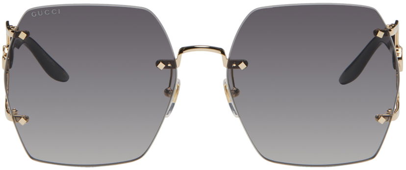 Oblačila Gucci Gucci Gold Geometric Sunglasses Siva | GG1562S