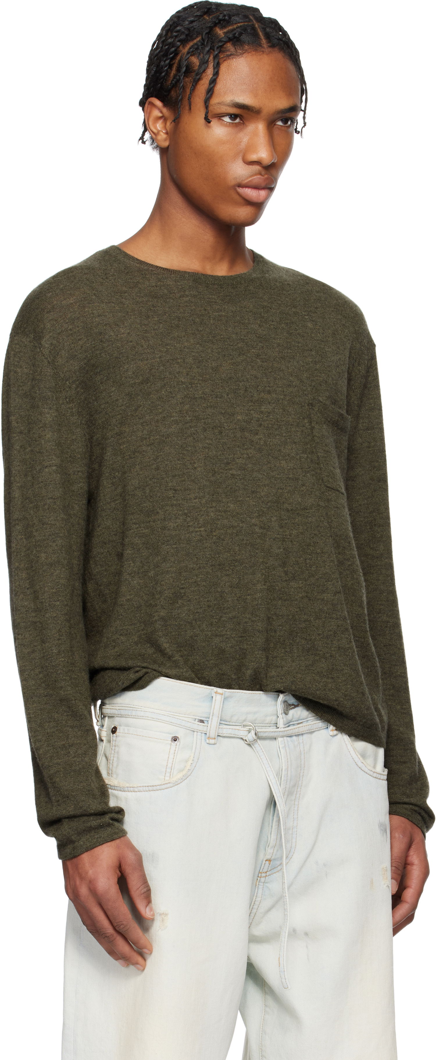 Pleteni pulover Acne Studios Acne Studios Cashmere Crew Neck Sweater Zelena | B60354-, 1
