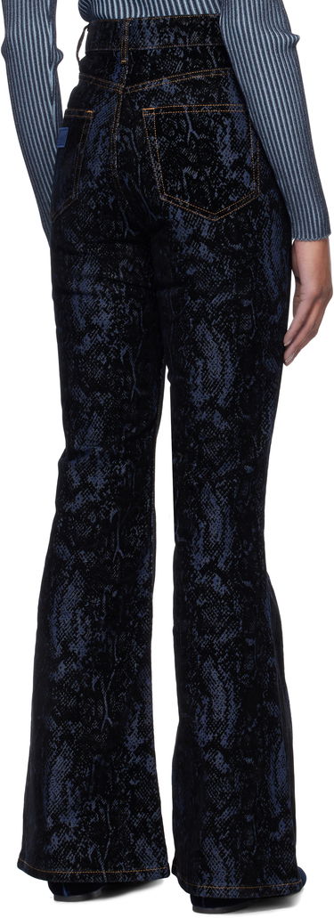 Kavbojke GANNI GANNI Goddi Snake Print Flare Jeans Modra | J1612, 2